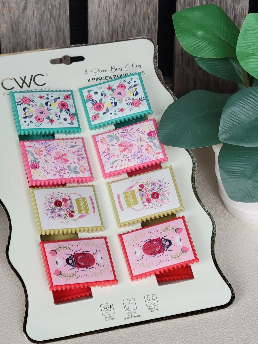 CWC Cook With Color Floral Bag Clips - Multicolor